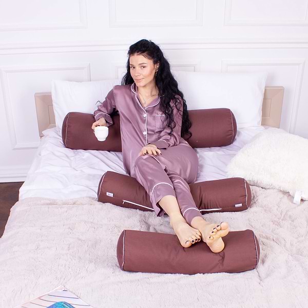 Фото - Подушка валик MirSon №8376 Naturale Line 19-1217 Chocolate Perla Tencel 60х20 см (2200006252436)