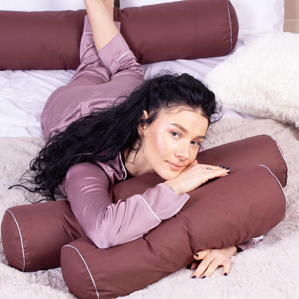 Фото - Подушка валик MirSon №8377 Naturale Line 19-1217 Chocolate Perla BamBoo 100х20 см (2200006252528)