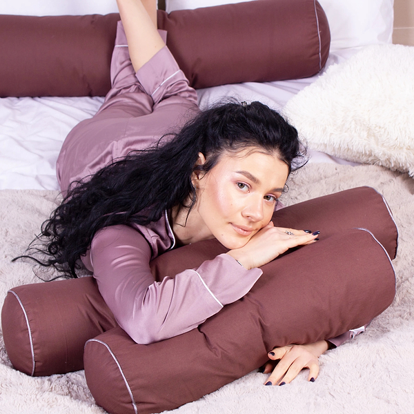 Фото - Подушка валик MirSon №8546 Naturale Line 19-1217 Chocolate Perla 100% Memory 60х16 см (2200006344063)