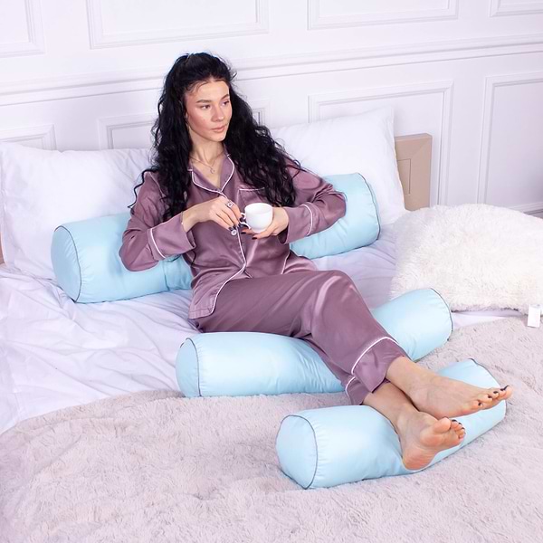 Фото - Подушка валик MirSon №8560 Eco Line Blue Полістирол 100х16 см (2200006344940)