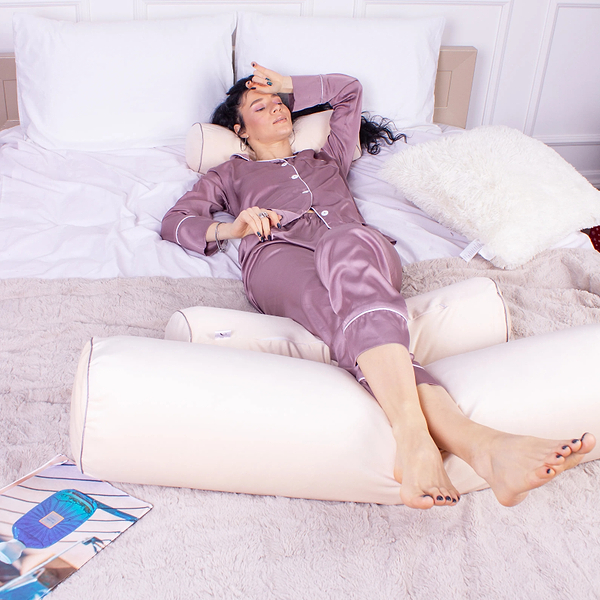 Фото - Подушка валик MirSon №8555 Velvet Line 28-0004 Cream 100% Memory 100х20 см (2200006344650)