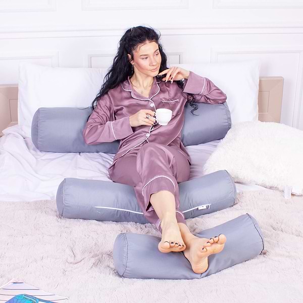 Фото - Подушка валик MirSon №8102 Eco Line Gray EcoSilk 60х20 см (2200006247548)