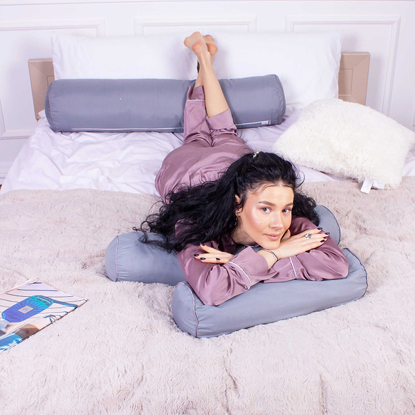 Фото - Подушка валик MirSon №8529 Eco Line Gray 100% Memory 60х16 см (2200006343042)