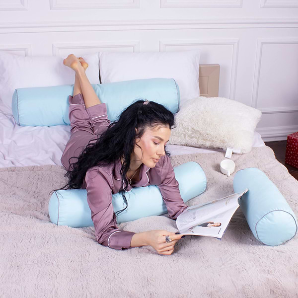 Фото - Подушка валик MirSon №8101 Eco Line Blue EcoSilk 15x50 см (2200006199663)