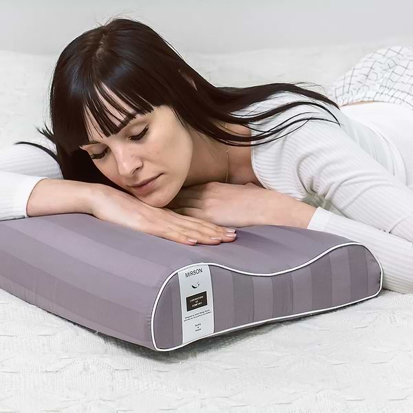 Фото - Подушка ортопедическая MirSon №6004 Noble stripe Peony 58х40х10.5 (2200003260854)