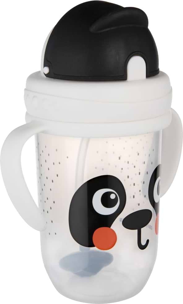 Фото - Поїльник-непроливайка дитячий Canpol babies з трубочкою і обтяжувачем 270 мл BabiesBoo - панда (56/617_whi)