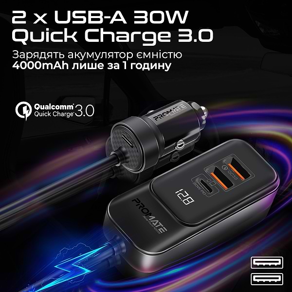 Фото - Автомобільний зарядний пристрій Promate gearhub-120w.black