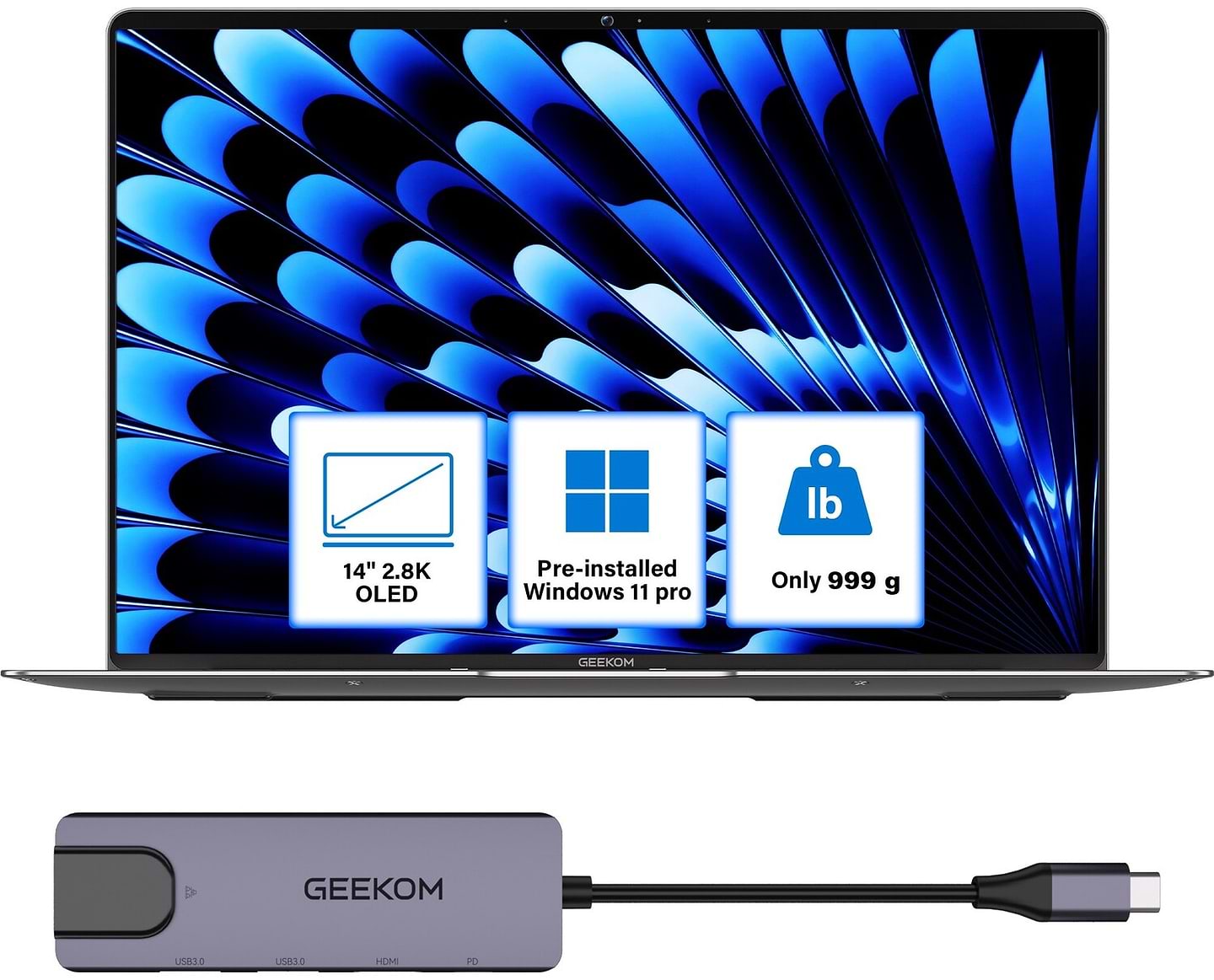Ноутбук GEEKOM GeekBook X14 Pro (GEEKBOONX14CMOU9185H-322-US) Grey
