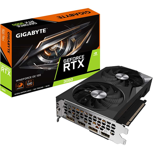 Фото - Видеокарта Gigabyte Nvidia GeForce RTX 3060 WINDFORCE 2X OC 12GB D6 (GV-N3060WF2 OC-12GD) Фото - Видеокарта Gigabyte Nvidia GeForce RTX 3060 WINDFORCE 2X OC 12GB D6 (GV-N3060WF2 OC-12GD)