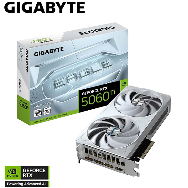 Фото - Відеокарта Gigabyte GF RTX 5060 Ti 16GB GDDR7 Eagle OC Ice (GV-N506TEAGLEOC ICE-16GD)