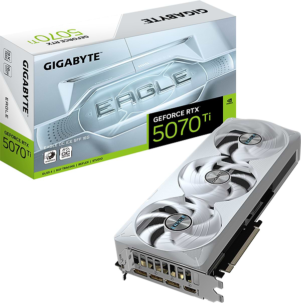 Фото - Видеокарта Gigabyte GeForce RTX 5070 Ti EAGLE OC ICE SFF 16G (GV-N507TEAGLEOC ICE-16GD)