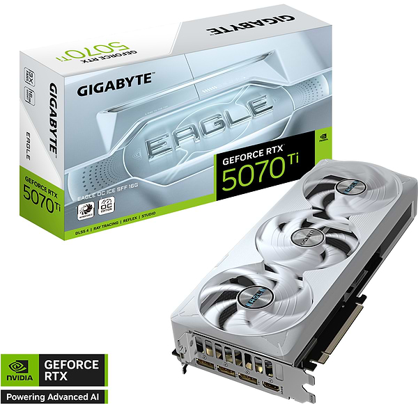 Фото - Видеокарта Gigabyte GeForce RTX 5070 Ti EAGLE OC ICE SFF 16G (GV-N507TEAGLEOC ICE-16GD)