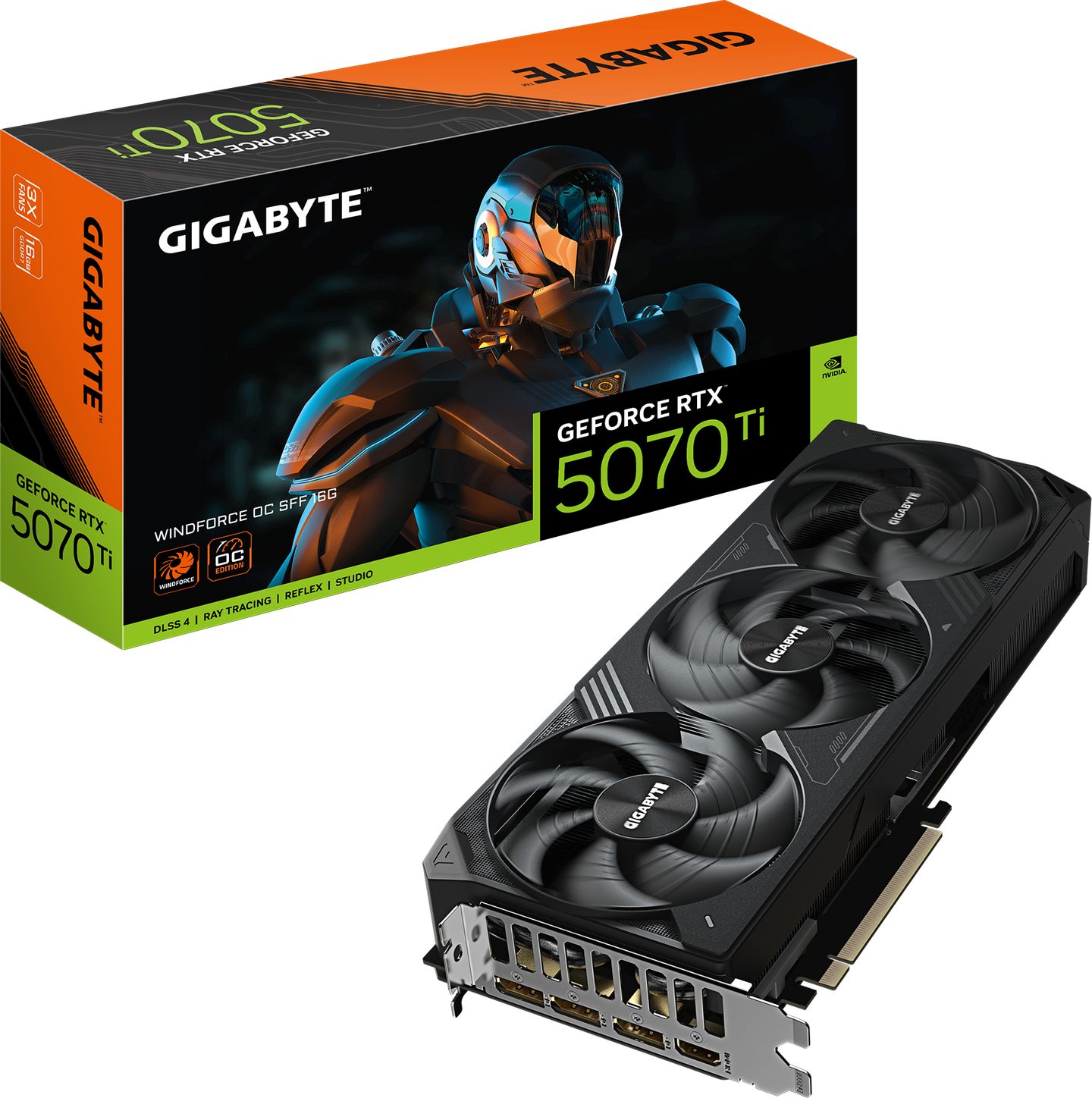 Видеокарта Gigabyte GeForce RTX 5070 Ti 16Gb WINDFORCE OC (GV-N507TWF3OC-16GD)