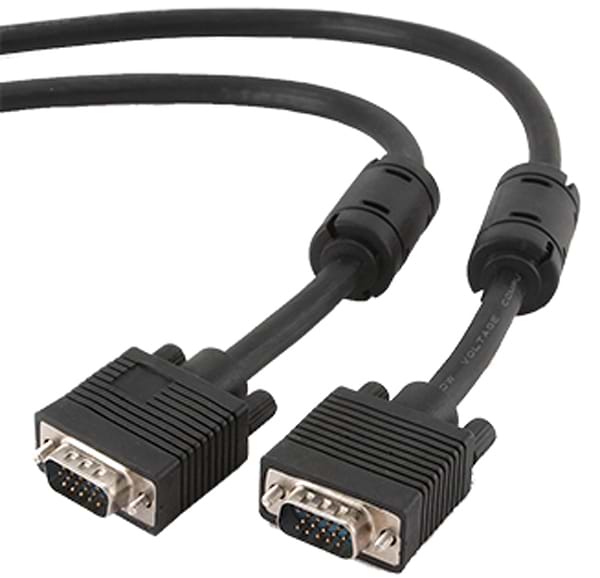 Фото - Кабель VGA Gembird HD15M/HD15M с 2-мя фер. кольцами 1.8m Black (CC-PPVGA-6B)
