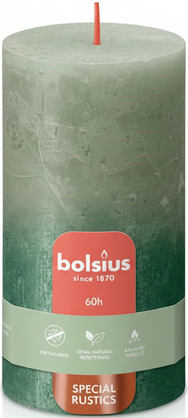 Фото - Свічка декоративна Bolsius SUNSET 130/68 оливково-зелена (647370)