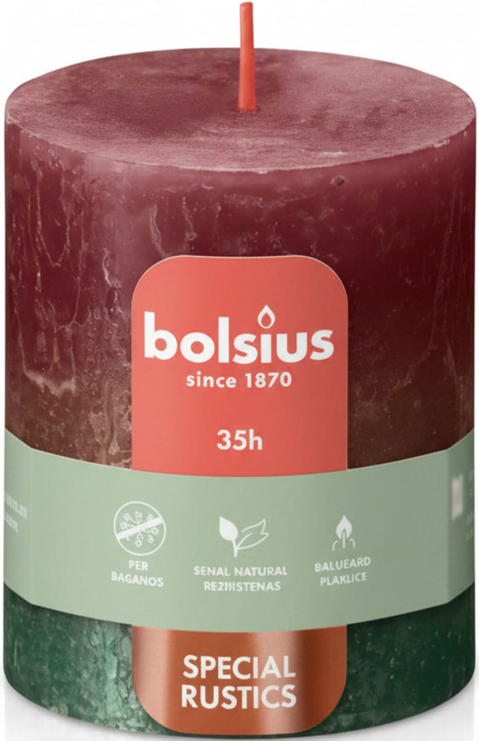 Свічка декоративна Bolsius SUNSET 80/68 бордово-мідна (637347)