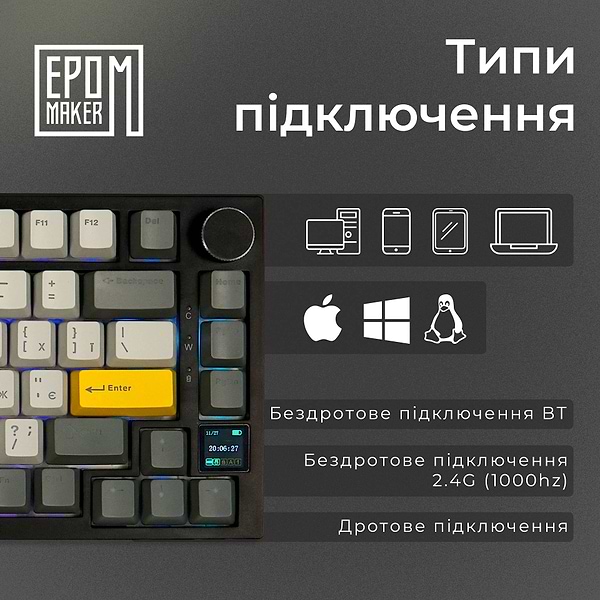 Фото - Клавиатура беспроводная игровая EPOMAKER AK820 Pro Gift Switch Hot-Swap Black (AK820-PRO-B-G)