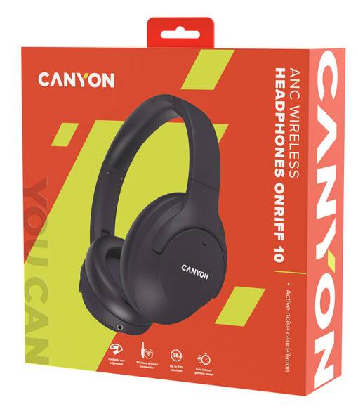 Фото - Навушники повнорозмірні бездротові Canyon OnRiff 10 ANC Black (CNS-CBTHS10BK)