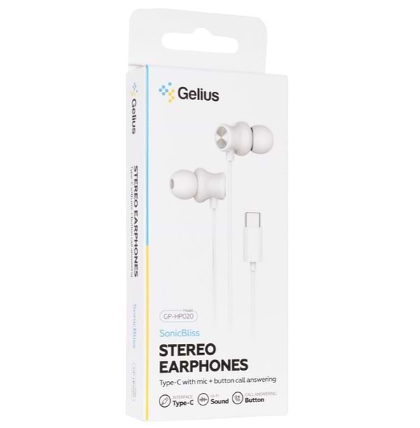 Фото - Навушники вкладиші дротові Gelius SonicBliss GP-HP020 White (98310)