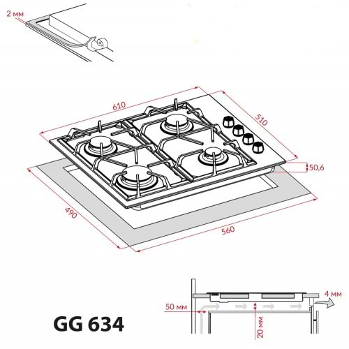 Фото - Варочная панель газовая Weilor GG 634 BL