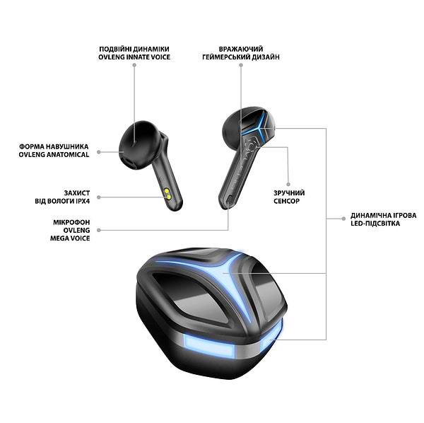 Фото - Наушники вкладыши беспроводные TWS Ovleng W50 Black (OVLTWSGEW50B)