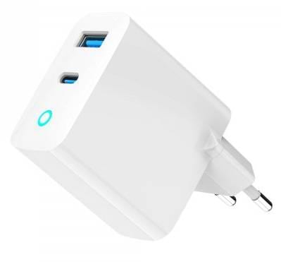 Фото - Мережевий зарядний пристрій Gembird 1хUSB-A (QC3.0 18W) + 1xType-C PD 65W (TA-UC-PDQC65L-W-01)