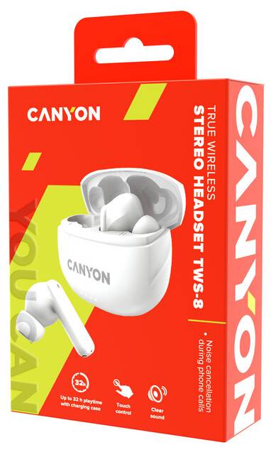 Фото - Наушники вкладыши беспроводные TWS Canyon TWS-8 (CNS-TWS8W) White