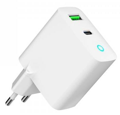 Фото - Мережевий зарядний пристрій Gembird USB-A + 1 Type-C PD20Вт + QC3.0 18Вт (TA-UC-PDQC20L-W-01)