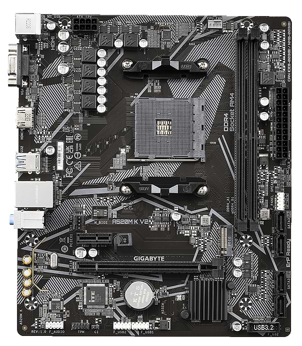 Фото - Материнська плата Gigabyte A520M_K_V2 DDR4