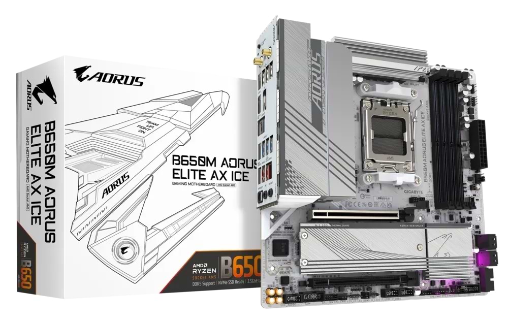 Материнська плата Gigabyte B650M AORUS ELITE AX ICE DDR5 - Фото 1