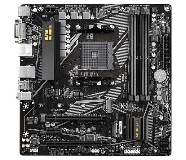 Фото - Материнская плата Gigabyte sAM4 AMD B550 4xDDR HDMI/DVI 2xM.2 (PCIe 4.0) USB 3.2 GbE LAN mATX (B550M DS3H)