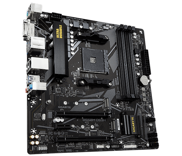 Фото - Материнская плата Gigabyte sAM4 AMD B550 4xDDR HDMI/DVI 2xM.2 (PCIe 4.0) USB 3.2 GbE LAN mATX (B550M DS3H)