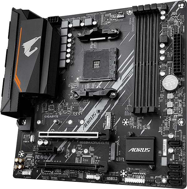 Фото - Материнська плата Gigabyte sAM4 AMD B550 4xDDR HDMI/DVI 2xM.2 (PCIe 4.0) USB 3.2 GbE LAN mATX (B550M AORUS ELITE)