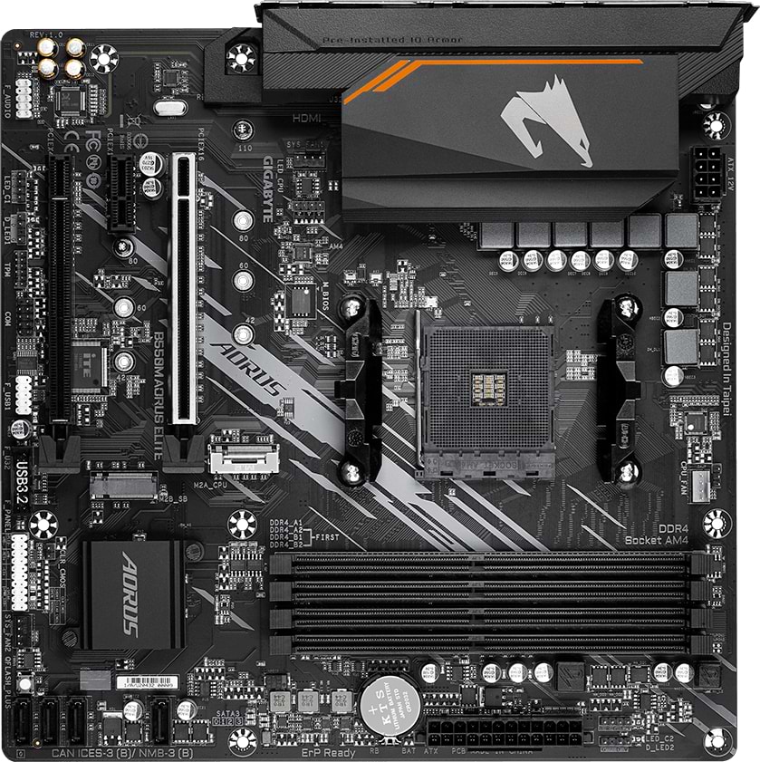 Материнська плата Gigabyte sAM4 AMD B550 4xDDR HDMI/DVI 2xM.2 (PCIe 4.0) USB 3.2 GbE LAN mATX (B550M AORUS ELITE)