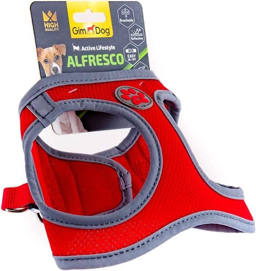 Шлея для собак GimDog ALFRESCO червона сітка M (8009632059976)