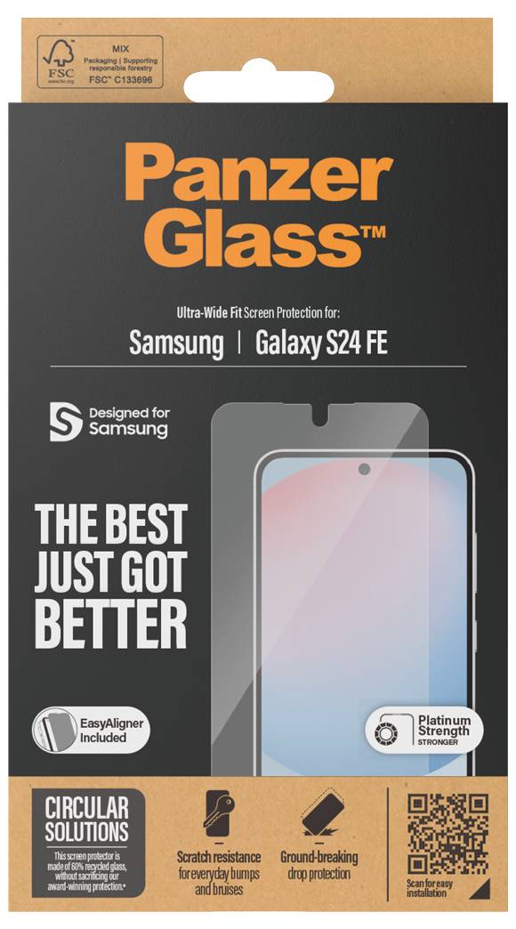 Фото - Захисне скло для смартфону PanzerGlass Screen Protector Samsung Galaxy S24 FE, Ultra-Wide Fit w. Aligner (PG_7378)