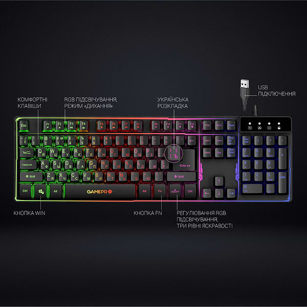 Фото - Клавіатура дротова ігрова GamePro Nitro+ (GK576)