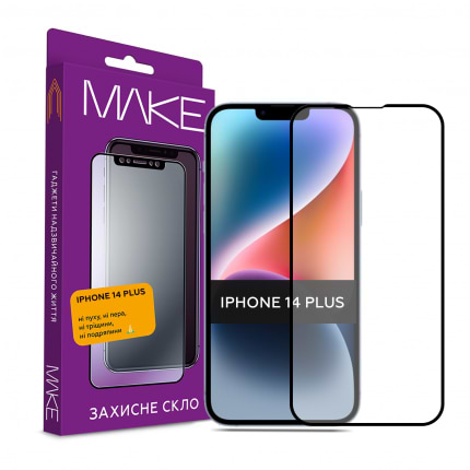 Захисне скло для смартфону MAKE Full Cover Full Glue Apple iPhone 14 Plus (MGF-AI14PL) - Фото 1