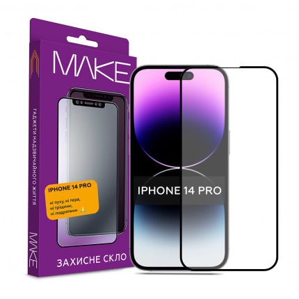 Захисне скло для смартфону MAKE Full Cover Full Glue Apple iPhone 14 Pro (MGF-AI14P) - Фото 1