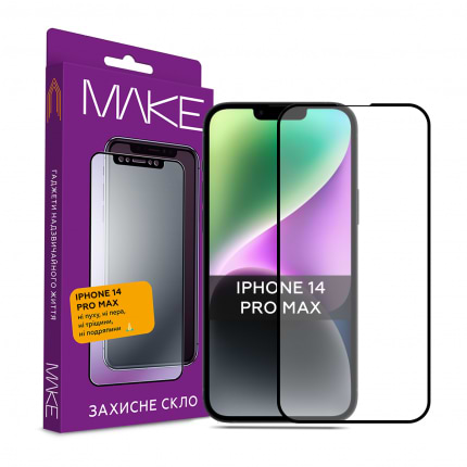 Защитное стекло для смартфона MAKE Full Cover Full Glue Apple iPhone 14 Pro Max (MGF-AI14PM) - Фото 1