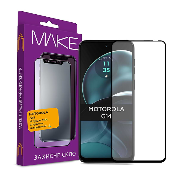 Фото - Захисне скло для смартфону MAKE Full Glue Motorola G14 (MGF-MG14) Фото - Захисне скло для смартфону MAKE Full Glue Motorola G14 (MGF-MG14)
