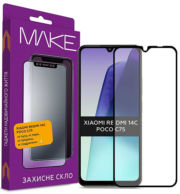 Фото - Защитное стекло для смартфона MAKE FCFG FCFG Xiaomi Redmi 14C/Poco C75 (MGF-XR14C/PC75)