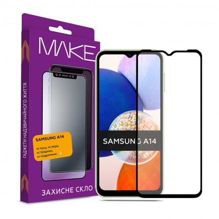 Захисне скло для смартфону MAKE Full Cover Full Glue Samsung A14 (MGF-SA14)