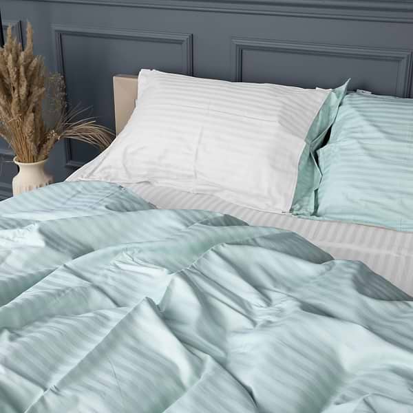 Фото - Комплект постільної білизни дитячий MirSon Satin Stripe 30-0013 + 30-0001 Gilberta 110х140 (2200005246535)