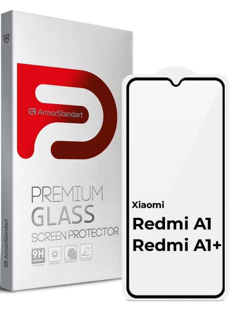 Захисне скло для смартфону Armorstandart Full Glue for Xiaomi Redmi A1 / A1+ / Poco C50 Black (ARM62819) - Фото 1