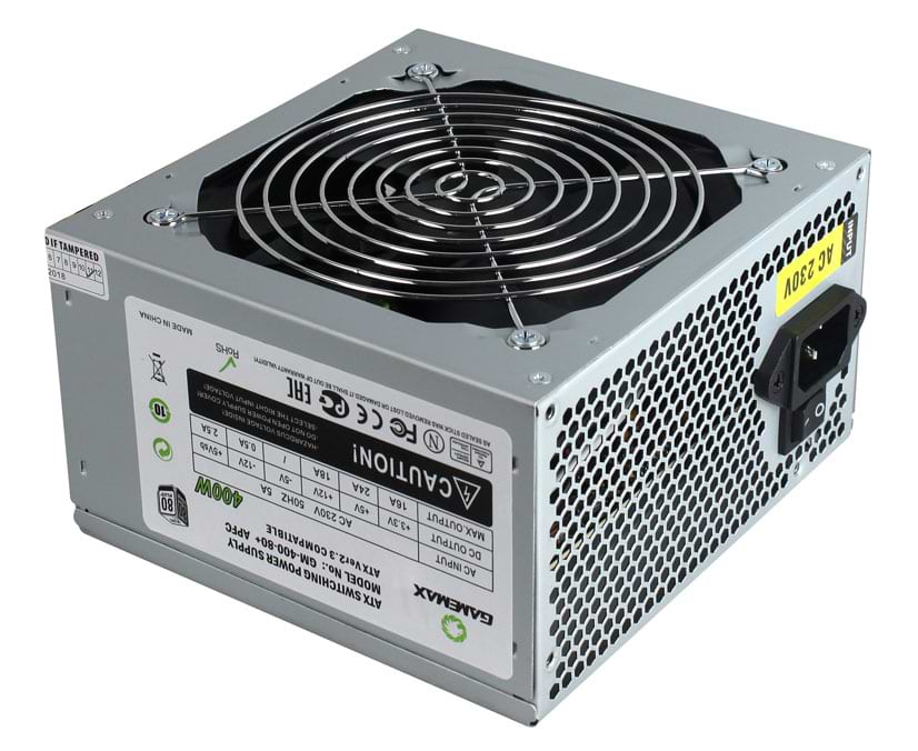Блок питания для ПК Gamemax ATX 400W APF 12 см с кабелем питания (GM-400W-80+APFC)
