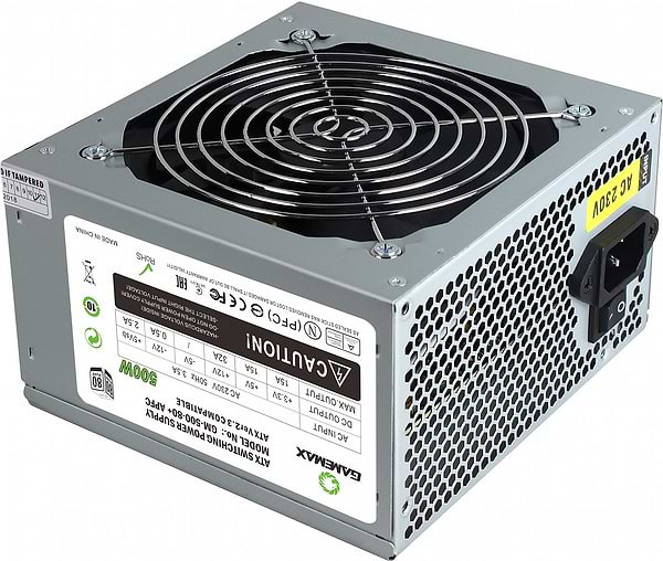 Фото - Блок питания для ПК Gamemax ATX 500W с кабелем питания (GM-500 80+ APFC)