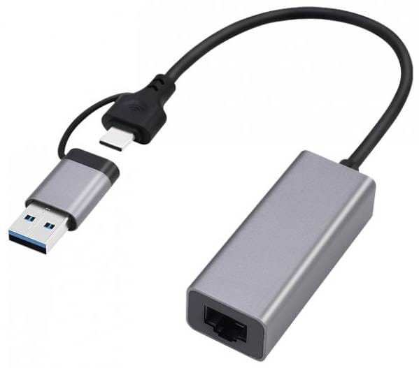 Фото - Уцінка - Перехідник USB-RJ-45 Cablexpert USB type-A / type-C (A-USB3AC-LAN2G-01)