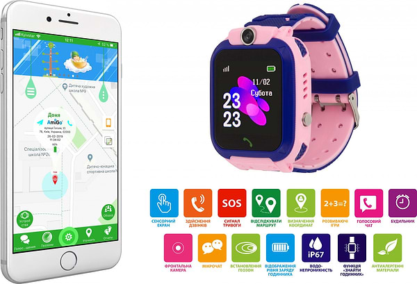 Фото - Дитячий годинник AmiGo GO002 Swimming Camera WIFI Pink