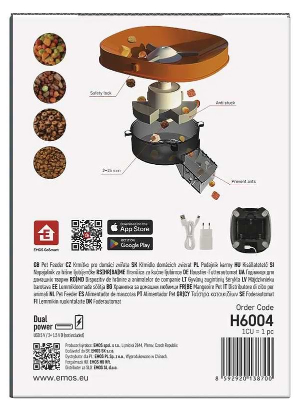 Фото - Смарт-кормушка для животных EMOS Автоматическая с камерой GO SMART H6004 4 литра WiFi